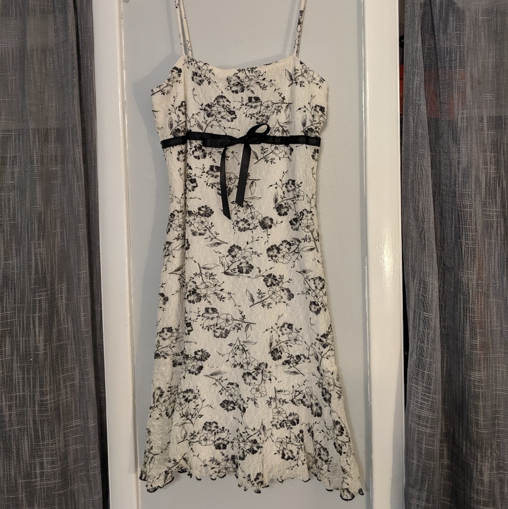 Black and White floral cocktail dress